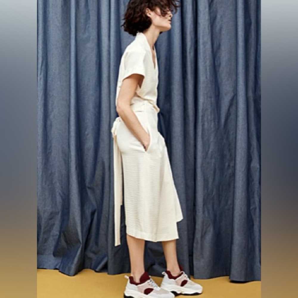 NWT Simons Ivory White Pique-textured Wrap Dress w/Pockets Size Small